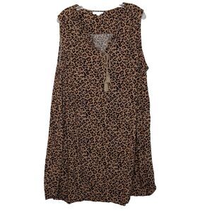 Womens size 2X Dress flowy tent style light Brown black Animal Print pullover